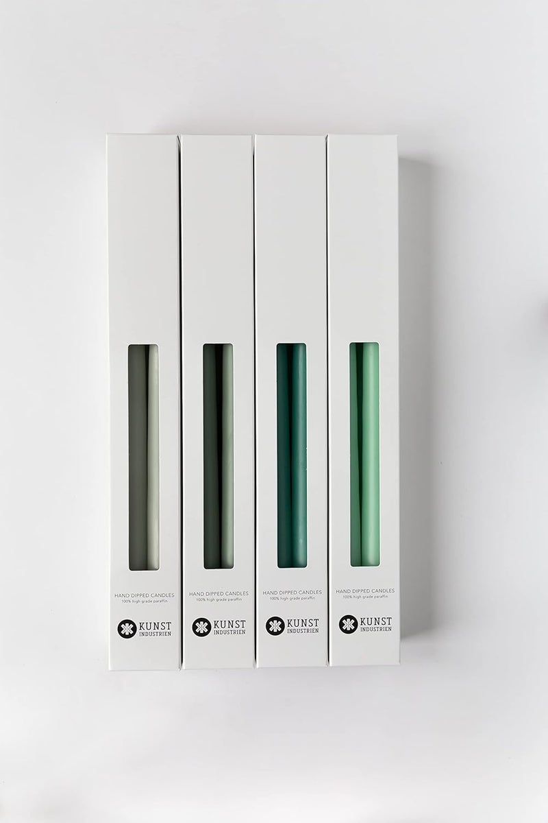 Kunstindustrien ® Taper Candles – Set of 4, 13.8" – Made in Denmark, Long Burning Candles 15h, Unscented & Smokeless Candlesticks – Elegant Tall Candles for Weddings, Dinners & Home Decor (Olive) - Image 4